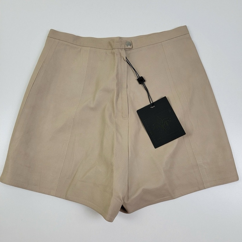 Mackage Roma Lambskin Leather Shorts in Sand NWT